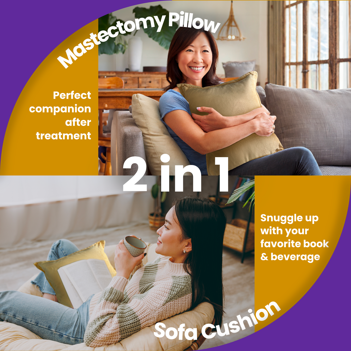 Kokobal Mastectomy Pillow with Sofa Cushion | Post Op Pillow For Breast Surgery Recovery