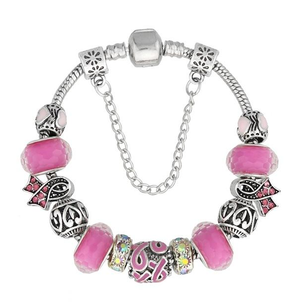 Murano Glass Breast Cancer Bracelet