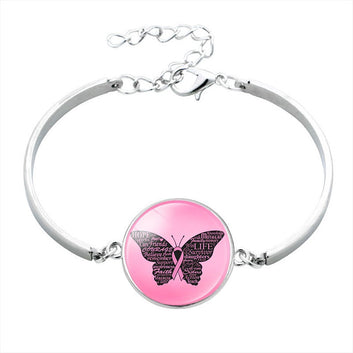 Trendy Pink Ribbon Breast Cancer Bracelet Jewelry Multi Cancer Awareness Bracelets