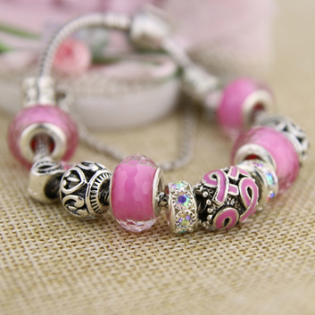 Murano Glass Breast Cancer Bracelet