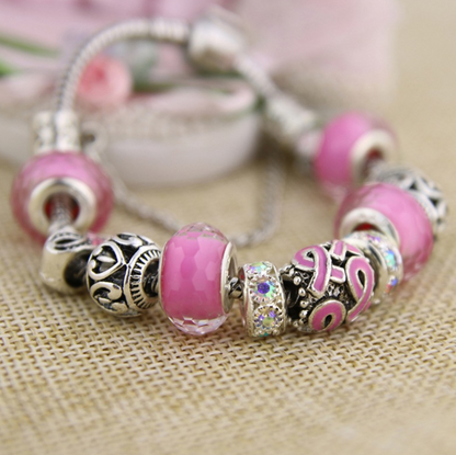 Murano Glass Breast Cancer Bracelet (Free Gift)