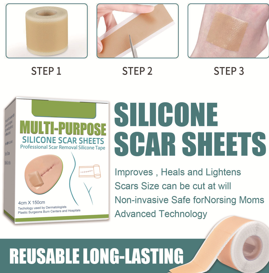 Medical Grade Silicone Scar Sheets/Tape (1.6”x 60”), for Post-Surgery Scars